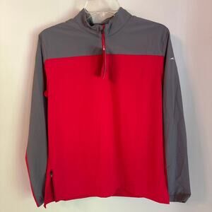 NWT Mizuno Boy’s XL red/gray warm up jacket 1/4 zip windbreaker